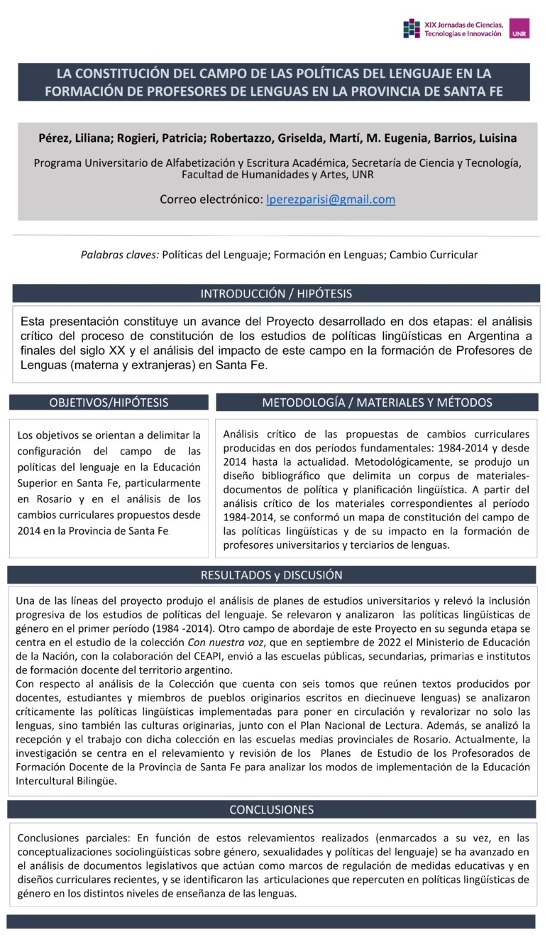 Lee más sobre el artículo LA CONSTITUCIÓN DEL CAMPO DE LAS POLÍTICAS DEL LENGUAJE EN LA FORMACIÓN DE PROFESORES DE LENGUAS EN LA PROVINCIA DE SANTA FE
