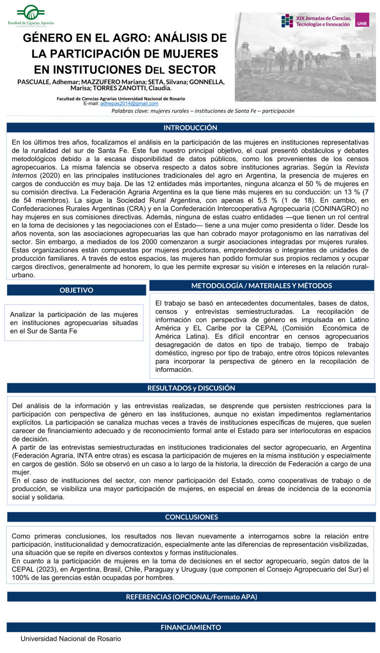 Lee más sobre el artículo GENERO EN EL AGRO: ANALISIS DE LA PARTICIPACION DE MUJERES EN INSTITUCIONES DEL SECTOR