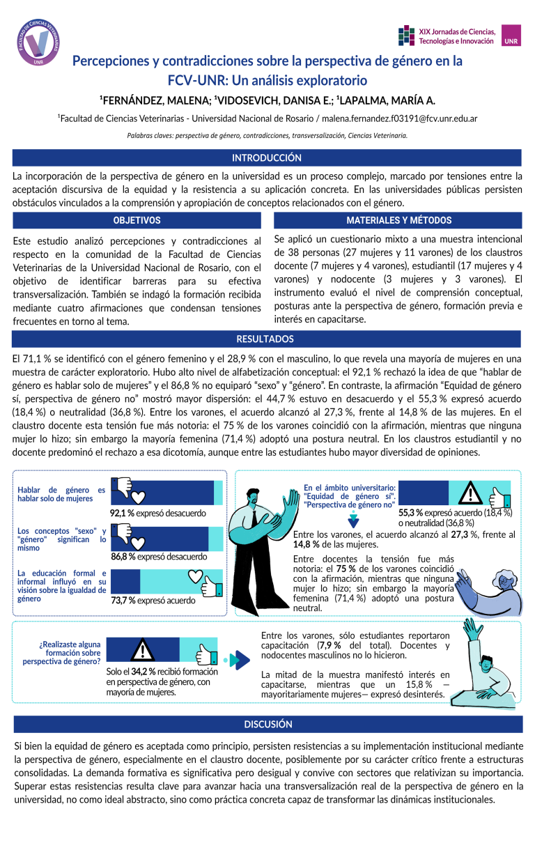 Lee más sobre el artículo PERCEPCIONES Y CONTRADICCIONES SOBRE LA PERSPECTIVA DE GÉNERO EN LA FCV-UNR: UN ANÁLISIS EXPLORATORIO.