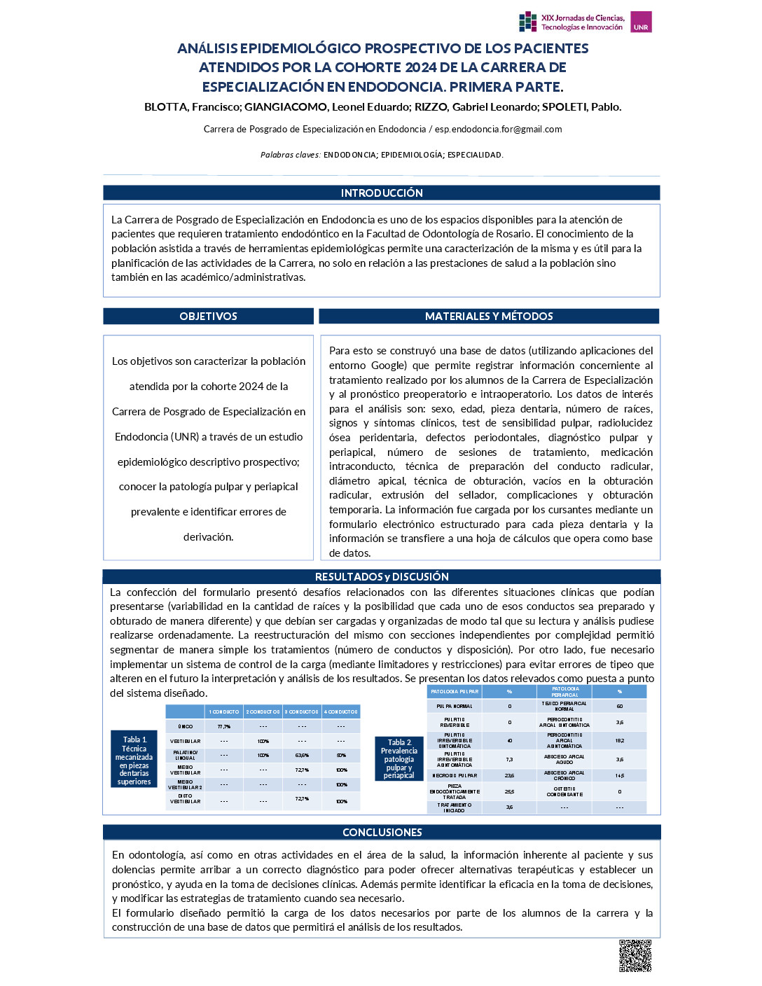 Lee más sobre el artículo ANÁLISIS EPIDEMIOLÓGICO PROSPECTIVO DE LOS PACIENTES ATENDIDOS POR LA COHORTE 2024 DE LA CARRERA DE ESPECIALIZACIÓN EN ENDODONCIA. PRIMERA PARTE.