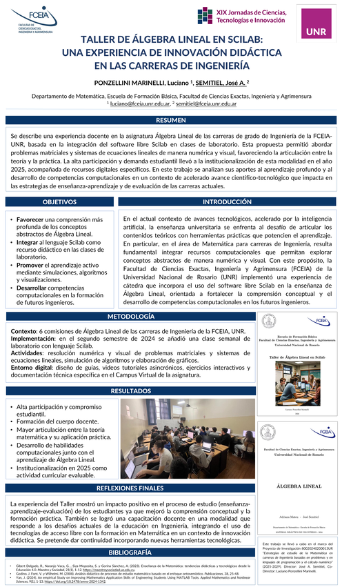 Lee más sobre el artículo TALLER DE ÁLGEBRA LINEAL EN SCILAB: UNA EXPERIENCIA DE INNOVACIÓN DIDÁCTICA EN LAS CARRERAS DE INGENIERÍA