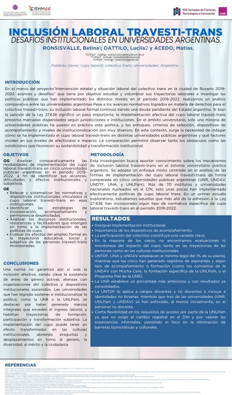 Lee más sobre el artículo INCLUSIÓN LABORAL TRAVESTI-TRANS Y DESAFÍOS INSTITUCIONALES EN LAS UNIVERSIDADES NACIONALES.
