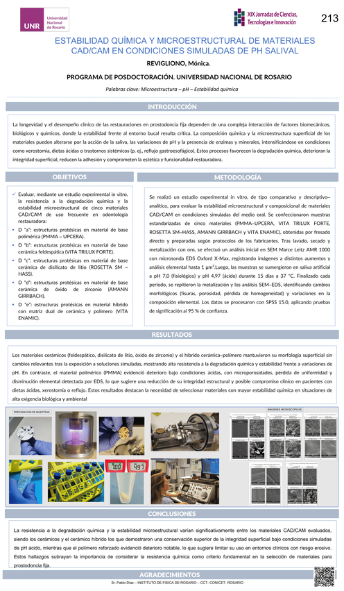 Lee más sobre el artículo ESTABILIDAD QUÍMICA Y MICROESTRUCTURAL DE MATERIALES CAD/CAM EN CONDICIONES SIMULADAS DE PH SALIVAL