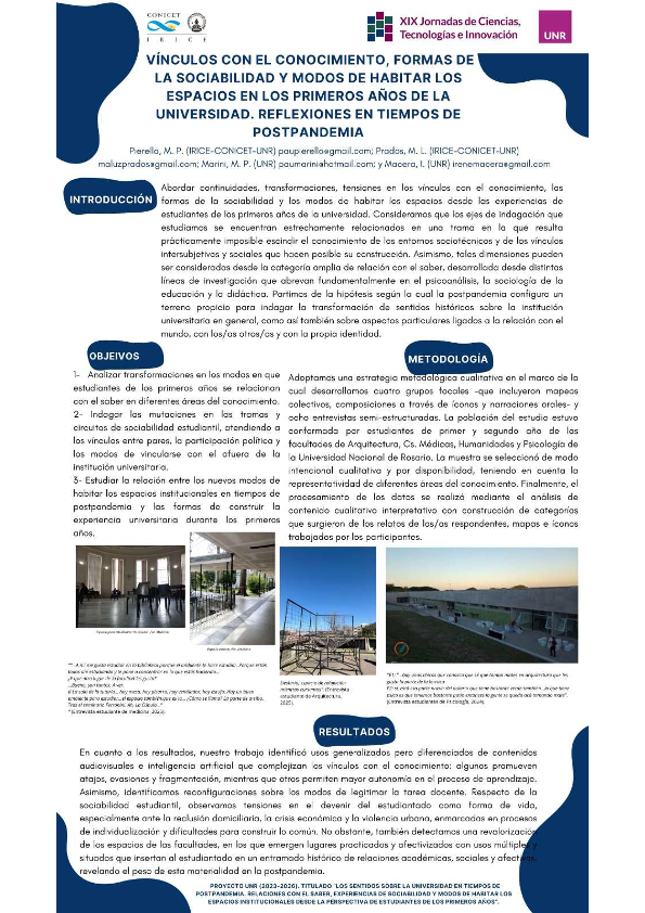Lee más sobre el artículo VÍNCULOS CON EL CONOCIMIENTO, FORMAS DE LA SOCIABILIDAD Y MODOS DE HABITAR LOS ESPACIOS EN LOS PRIMEROS AÑOS DE LA UNIVERSIDAD. REFLEXIONES EN TIEMPOS DE POSTPANDEMIA.