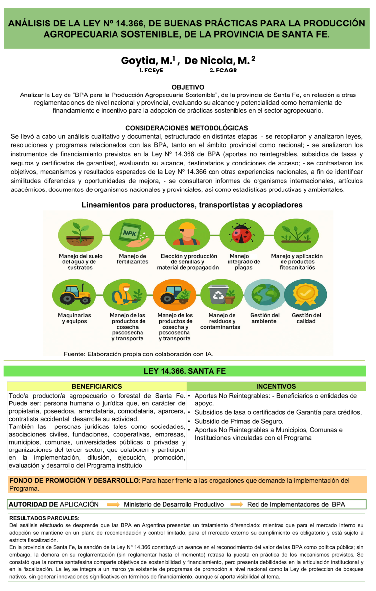 Lee más sobre el artículo ANÁLISIS DE LA LEY Nº 14.366, DE BUENAS PRÁCTICAS PARA LA PRODUCCIÓN AGROPECUARIA SOSTENIBLE, DE LA PROVINCIA DE SANTA FE.