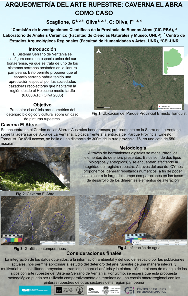 Lee más sobre el artículo ARQUEOMETRIA DEL ARTE RUPESTRE: EVALUACIÓN DEL DETERIORO EN EL SITIO CAVERNA EL ABRA (PARQUE PROVINCIAL ERNESTO TORNQUIST