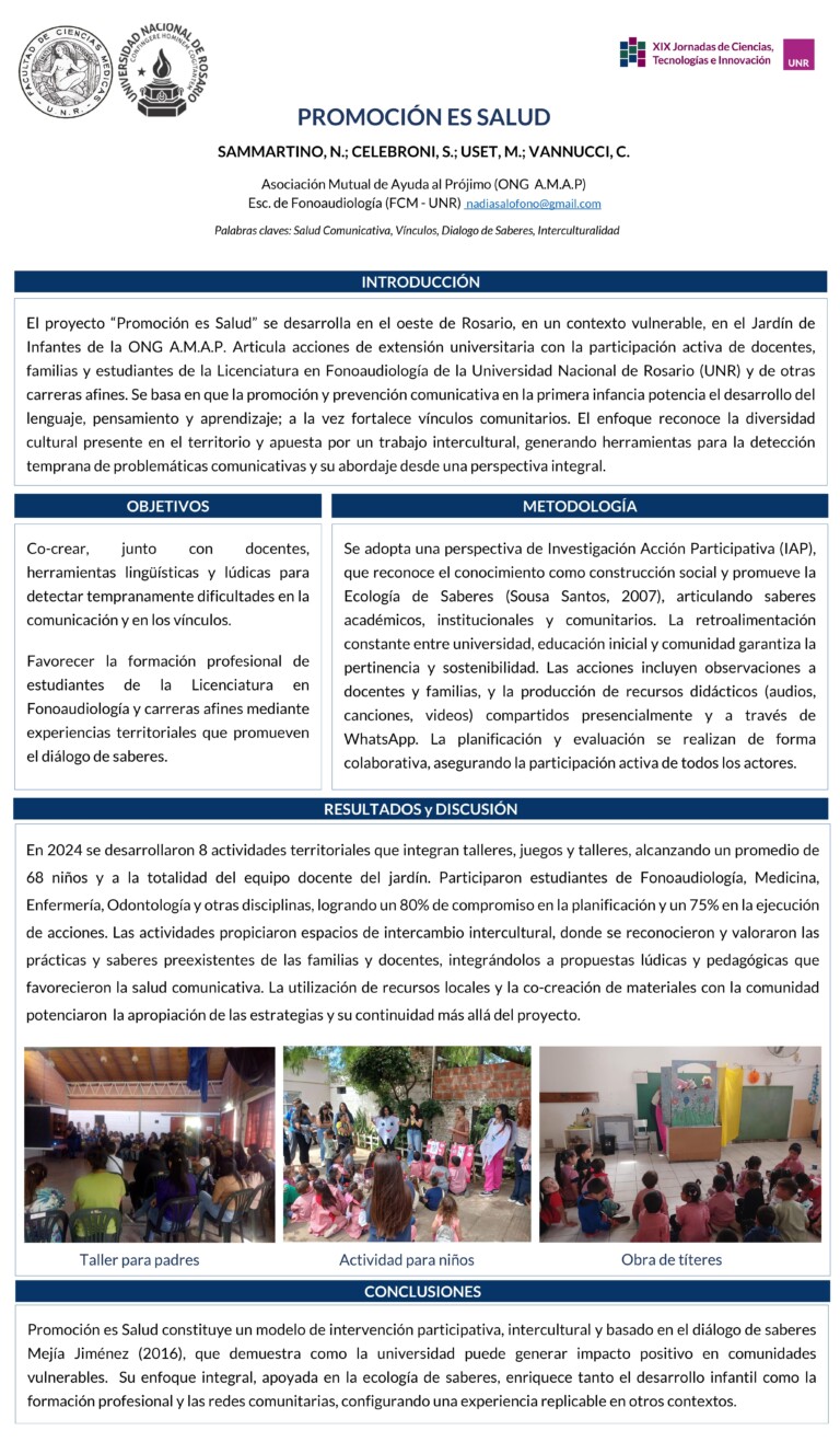 Lee más sobre el artículo PROMOCIÓN ES SALUD: EXTENSIÓN UNIVERSITARIA E INTERCULTURALIDAD.