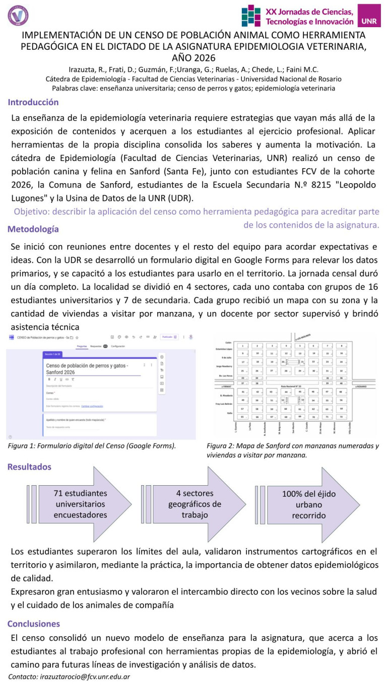 Lee más sobre el artículo IMPLEMENTACIÓN DE UN CENSO DE POBLACIÓN ANIMAL COMO HERRAMIENTA PEDAGÓGICA EN EL DICTADO DE LA ASIGNATURA EPIDEMIOLOGIA VETERINARIA, AÑO 2026