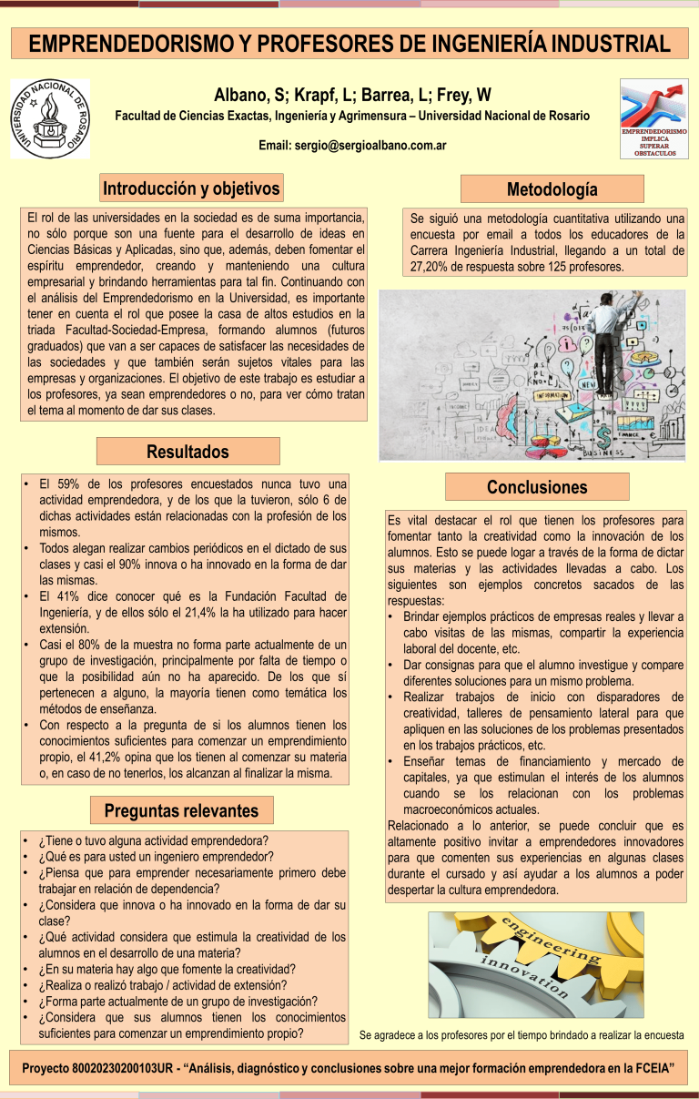 Lee más sobre el artículo EMPRENDEDORISMO Y PROFESORES DE INGENIERÍA INDUSTRIAL