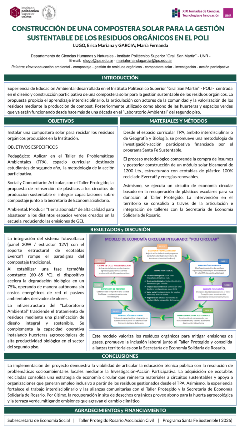 Lee más sobre el artículo PRÁCTICAS EDUCATIVAS AMBIENTALES. CONSTRUCCIÓN DE UNA COMPOSTERA SOLAR PARA LA GESTIÓN SUSTENTABLE DE LOS RESIDUOS ORGÁNICOS EN EL POLI.