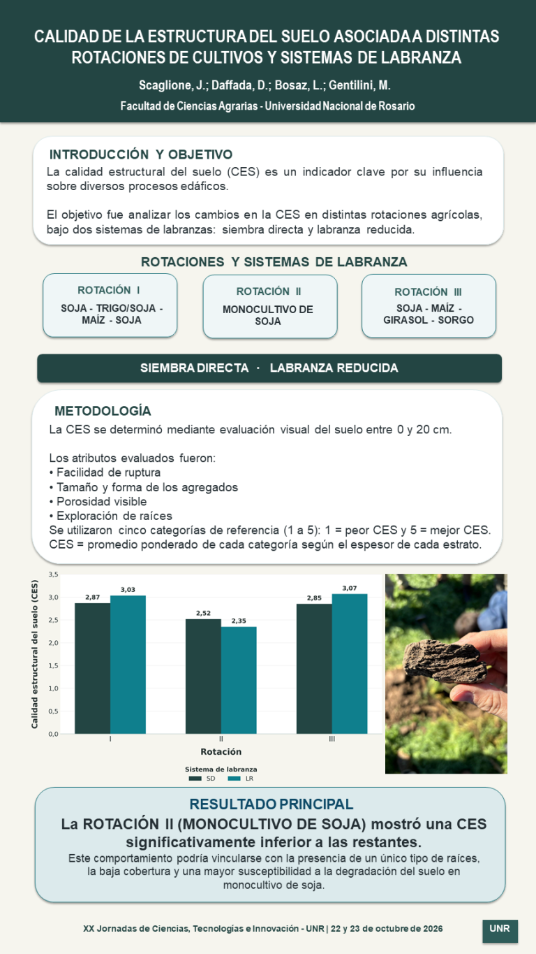 Lee más sobre el artículo CALIDAD DE LA ESTRUCTURA DEL SUELO ASOCIADA A DISTINTAS ROTACIONES DE CULTIVOS Y SISTEMAS DE LABRANZA
