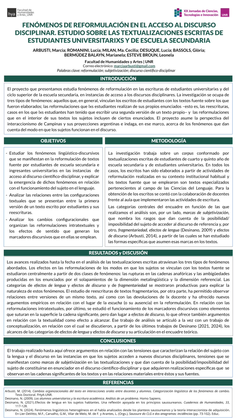 Lee más sobre el artículo Fenómenos de reformulación en el acceso al discurso disciplinar. Estudio sobre las textualizaciones escritas de estudiantes universitarixs y de escuela secundaria