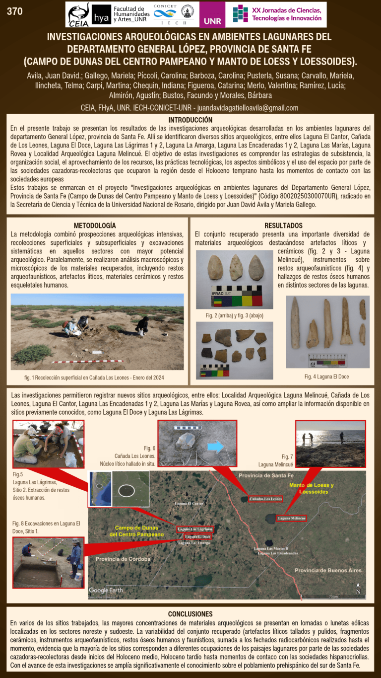 Lee más sobre el artículo INVESTIGACIONES ARQUEOLÓGICAS EN AMBIENTES LAGUNARES DEL DEPARTAMENTO GENERAL LÓPEZ, PROVINCIA DE SANTA FE (CAMPO DE DUNAS DEL CENTRO PAMPEANO Y MANTO DE LOESS Y LOESSOIDES).